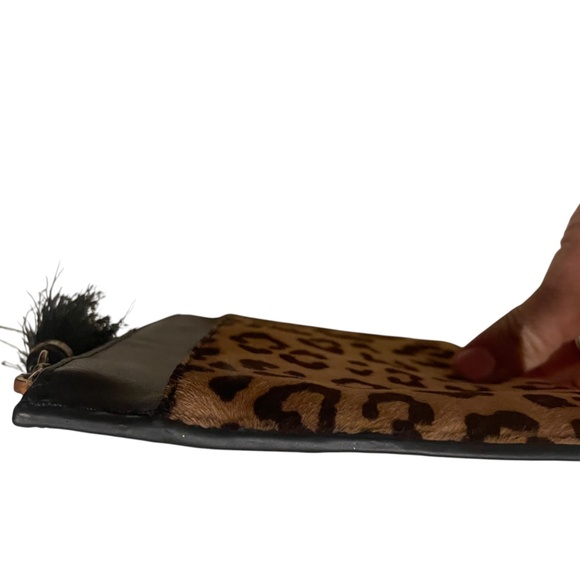 J.Crew Leopard Print Medium Clutch – Faux Calf Hair & Black Leather Trim - Picture 8 of 16